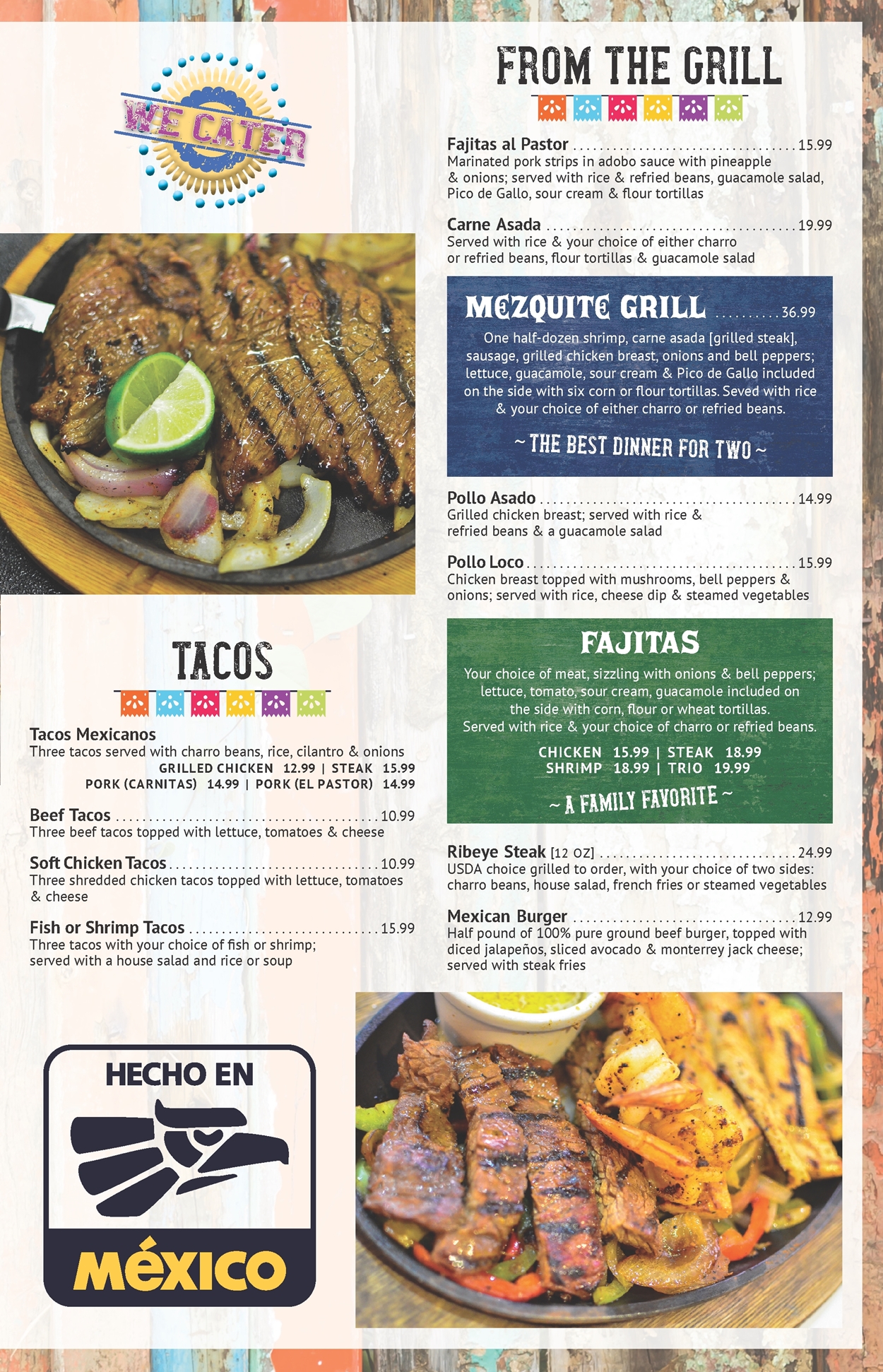 Menu, Pedro's Tacos & Tequila